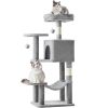 44 inch Cat Tree Tower, Multi-Cat Climbing Tower with, Natural Sisal Scratching Posts, Extended Platform, Hammock