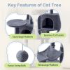 44 inch Cat Tree Tower, Multi-Cat Climbing Tower with, Natural Sisal Scratching Posts, Extended Platform, Hammock