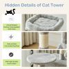 44 inch Cat Tree Tower, Multi-Cat Climbing Tower with, Natural Sisal Scratching Posts, Extended Platform, Hammock