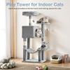 44 inch Cat Tree Tower, Multi-Cat Climbing Tower with, Natural Sisal Scratching Posts, Extended Platform, Hammock